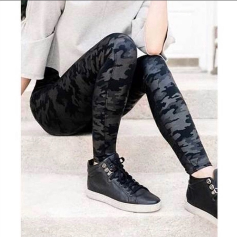Spanx Faux Leather Camo Leggings